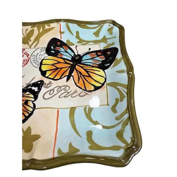 2 Butterfly by Certified international /Jennifer Brinley Square Salad Plate 8.5' - Picture 7 of 8